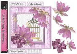 3D Waterlilies,gold Birdcage and Butterflies,birthday