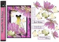 3D Waterlillies,gold Butterflies,ladies Black and Hot Pink F