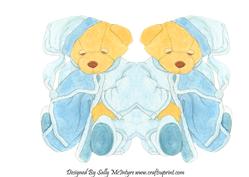 Tired Little Bear Shaped Card