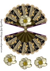 Elegant Fan Shaped Card with Decopage Flower