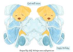 Blue Bear Shaped Card Great for a Get Well Soon or Happy Birthday