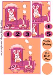 Birthday Easter Get Well Soon Bunny Train Girl