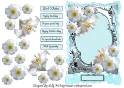 The Palest Pastel Azure with Silver Frame and Flora