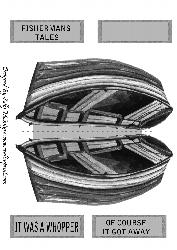 Ink Saver Black & White Boat Shaped Card Fishermans Tales