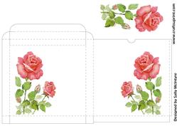Card Box Print Cut and White with Roses to 3D