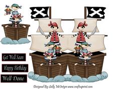 Pirate Ship Shaped Card with 3D and Greetings