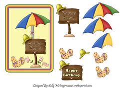 Beach Bum Happy Birthday Step by Step
