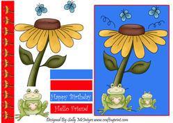 Hello Friend Happy Birthday with Cute Frog and Matching Ri