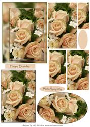 Apricot Roses Birthday Sympathy Lady