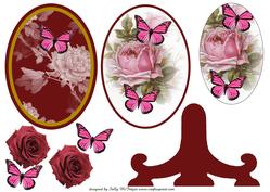 Pyramid Plate Card Roses and Topper with Decoupage Roses