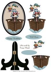 Pirates of the Sea Plate Card Decoupage