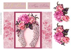 Horse Shoe Vintage Flowers on Your Anniversary Happy Birthd