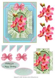 Orchid for Decoupage on a Delightful Card Happy Birthday L