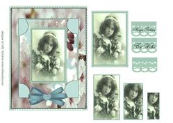 Antique Pyramid Ladies Card Girl Happy Birthday Best Wishes
