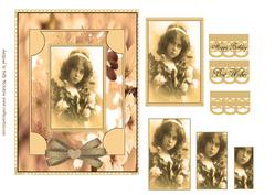 Antique Pyramid Ladies Card Girl Happy Birthday Best Wishes