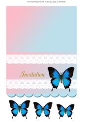 Invitation Blue Butterfly and Lace Quick Card