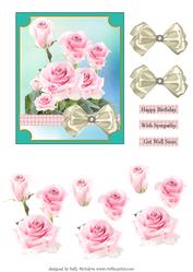 Pink Roses Happy Birthday Get Well Soon with Sympathy