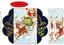 Santa in His Sleigh Winged Sid Scalloped Pyramid Card