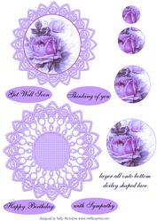 Vintage Rose Card in Lilac for Many Occasions