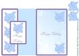 Foldback Hibiscus Card with Pyramid Happy Birthday in Blue
