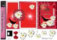 Red and White Spot Fold Back Card with Daisys