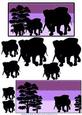 Purple Sunset in the Jungle Elephant Silhouettes