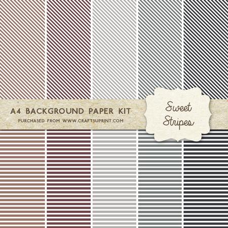 Sweet Stripes - Neutral Colours - 10 A4 Background Sheets