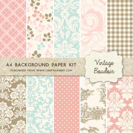 Vintage Boudoir - 10 A4 Background Sheets