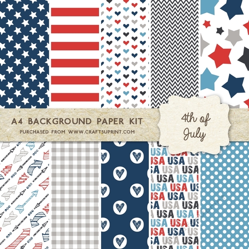 4th of July - 10 A4 Background Sheets