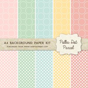 Polka Dot Parcel - Pastel Colours - 10 A4 Background Sheets
