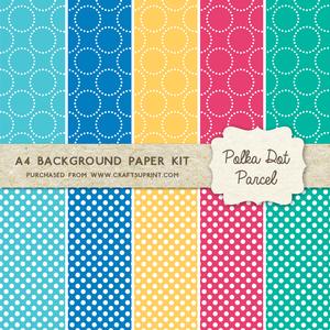 Polka Dot Parcel - Neon Colours - 10 A4 Background Sheets