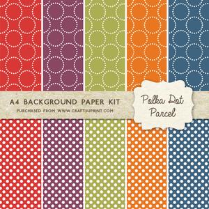 Polka Dot Parcel - Bright Colours - 10 A4 Background Sheets