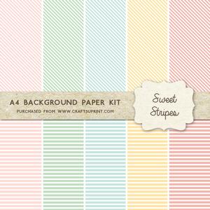 Sweet Stripes - Pastel Colours - 10 A4 Background Sheets