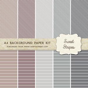 Sweet Stripes - Neutral Colours - 10 A4 Background Sheets