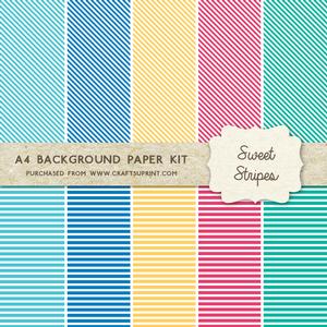 Sweet Stripes - Neon Colours - 10 A4 Background Sheets