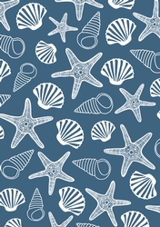 Seashells in Sapphire - A4 Background Sheet