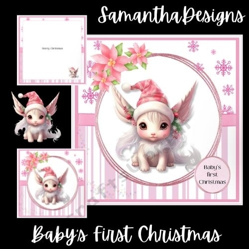 Pink Unicorn Babys First Christmas Mini Kit