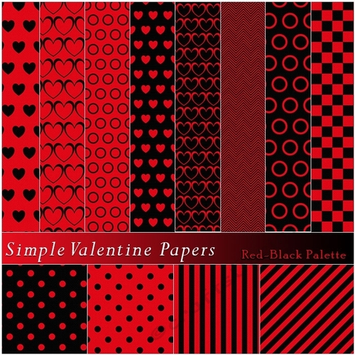 Simple Valentine Papers B - Red-Black Palette