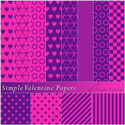 Simple Valentine Papers C - Pink-Purple Palette