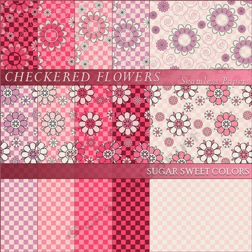 Checkered Flowers Papers - Sugar Sweet Colors