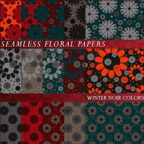 Floral Papers - Winter Noir Colors
