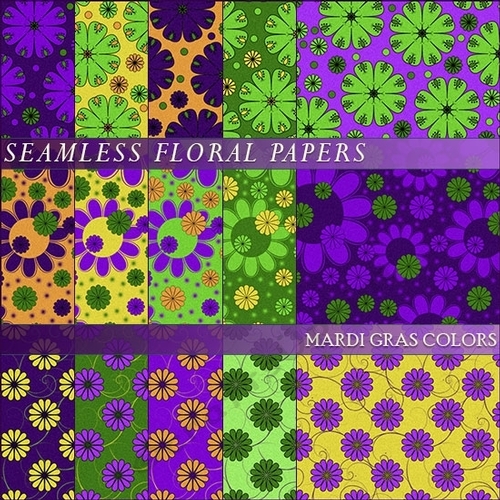 Floral Papers - Mardi Gras Colors