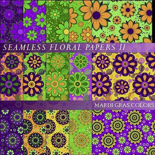 Floral Papers II - Mardi Gras Colors