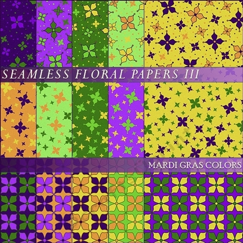 Floral Papers III - Mardi Gras Colors