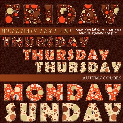 Weekdays Text Art - Autumn Colors