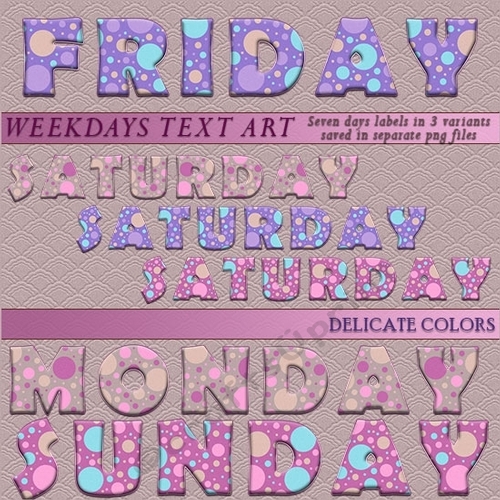 Weekdays Text Art - Delicate Colors