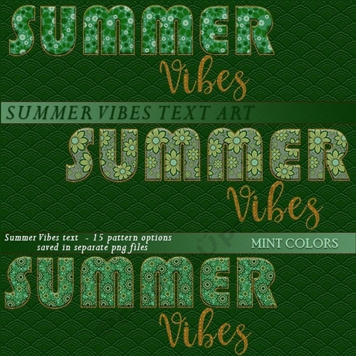 Summer Vibes Text Art - Mint Colors