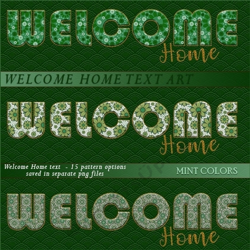 Welcome Home Text Art - Mint Colors
