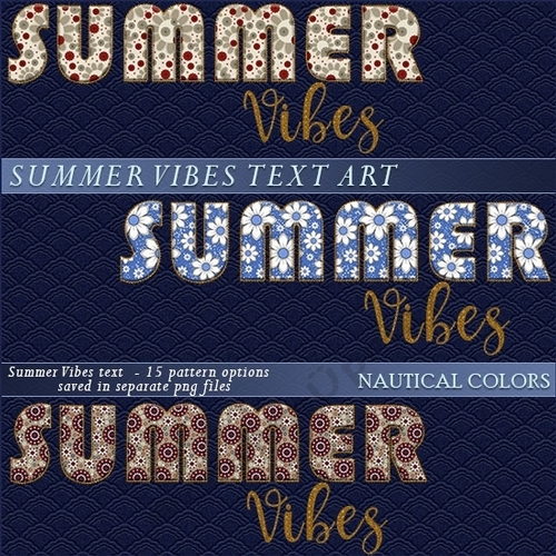 Summer Vibes Text Art - Nautical Colors