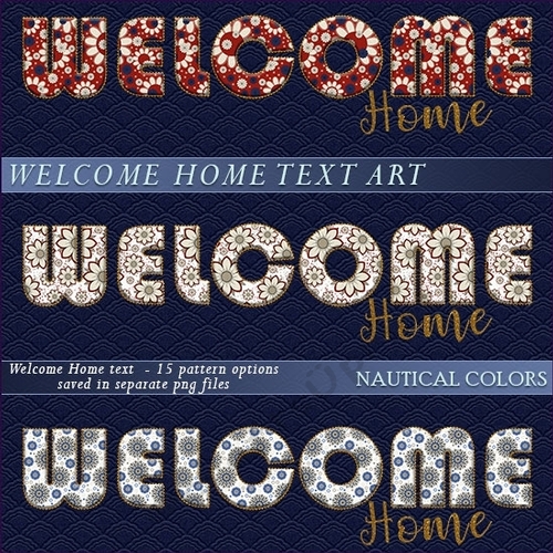Welcome Home Text Art - Nautical Colors